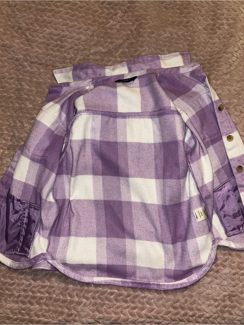 Kids Purple Plaid Button-Up Jacket - Unbranded